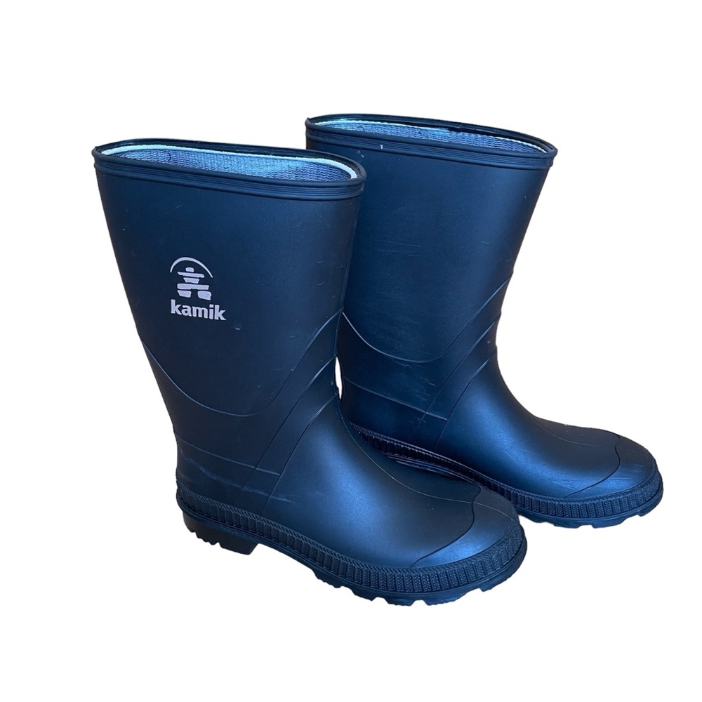 KAMIK Youth Stomp Rubber Rain Boots Waterproof Black Size 5